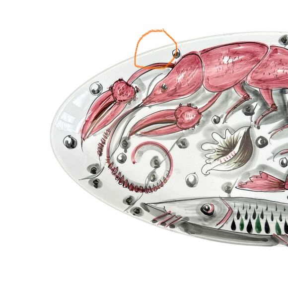 Rare Mancioli Italy Ceramic Oval Hand Painted Vintage Seafood Tray - Picture 9 of 10